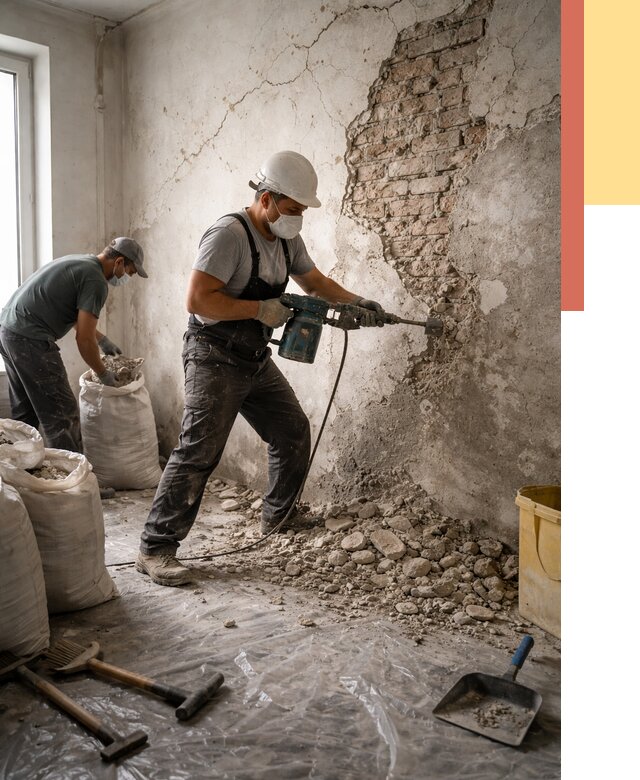 Демонтаж штукатурки со стен в Ангарске от 7397 руб/м² — быстро и недорого | ОТДЕЛОЧНИК-Нгр