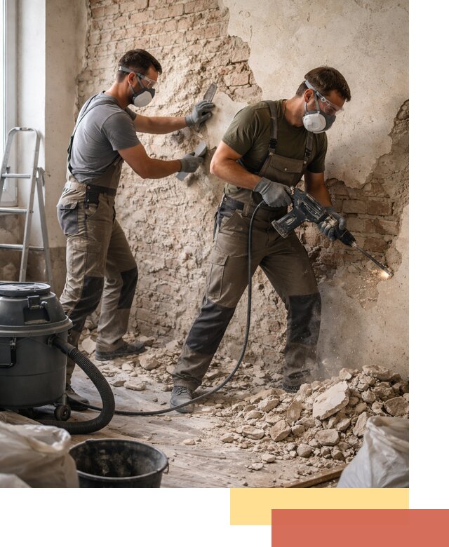 Демонтаж штукатурки со стен в Ангарске быстро и аккуратно