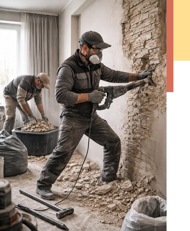 Демонтаж декоративного камня в Ангарске от 1490 руб/м² — быстро и недорого | ОТДЕЛОЧНИК-Нгр