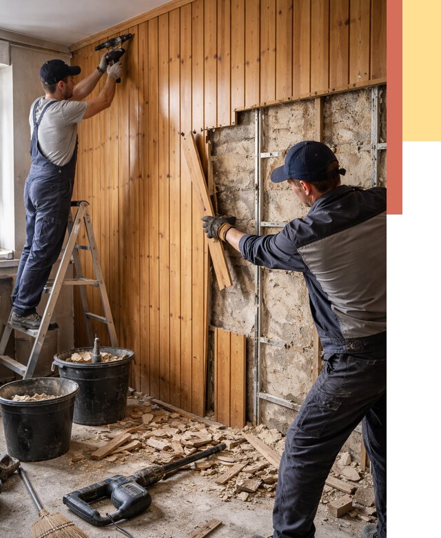 Демонтаж вагонки со стен в Ангарске от 1490 руб. — снятие, удаление, срочно | ОТДЕЛОЧНИК-Нгр