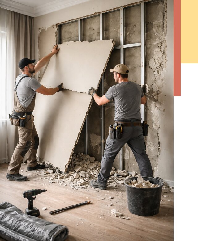 Демонтаж гипсокартона со стен в Ангарске от 360 руб. — услуги демонтажа | ОТДЕЛОЧНИК-Нгр