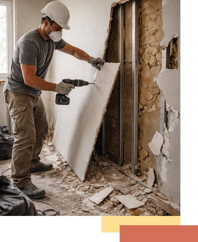 Демонтаж гипсокартона со стен в Ангарске качественно и быстро