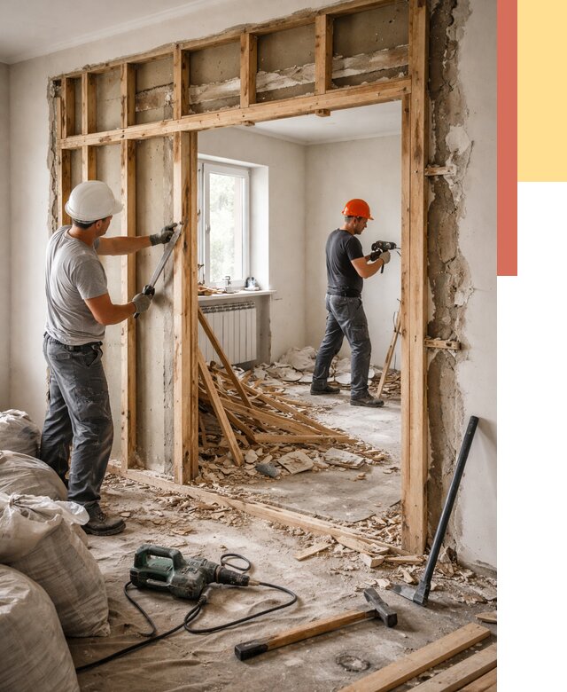 Демонтаж деревянных перегородок в Ангарске от 3288 руб. — быстро и недорого | ОТДЕЛОЧНИК-Нгр