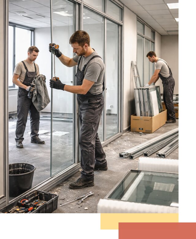 Демонтаж стеклянных перегородок в Ангарске быстро и безопасно