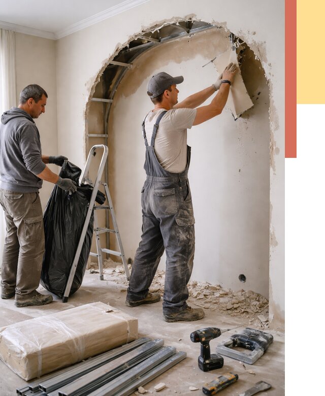 Демонтаж арки из гипсокартона в Ангарске от 3596 руб. — услуги под ключ | ОТДЕЛОЧНИК-Нгр