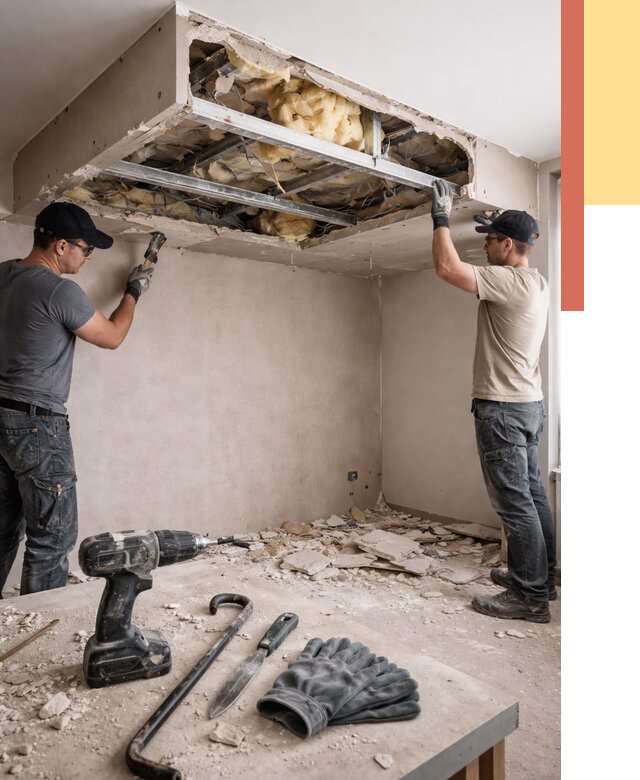 Демонтаж короба из гипсокартона в Ангарске от 1562 руб. — быстро и недорого | ОТДЕЛОЧНИК-Нгр