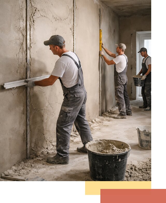 Штукатурка стен по маякам в Ангарске — точная и ровная поверхность