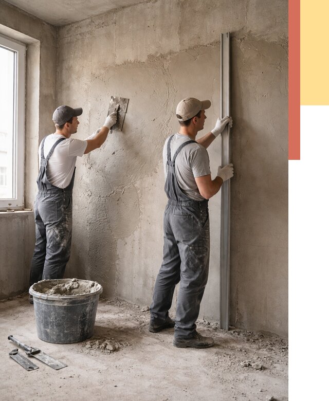 Штукатурка бетонных стен в Ангарске от 4623 руб/м² — качественно и быстро | ОТДЕЛОЧНИК-Нгр