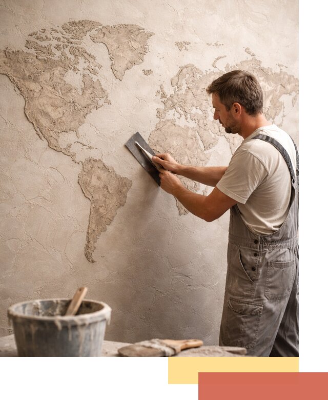 Декоративная штукатурка «Карта мира» под ключ в Ангарске