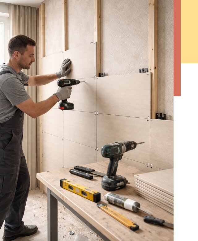 Монтаж МДФ панелей на стены в Ангарске от 1284 руб. под ключ | ОТДЕЛОЧНИК-Нгр