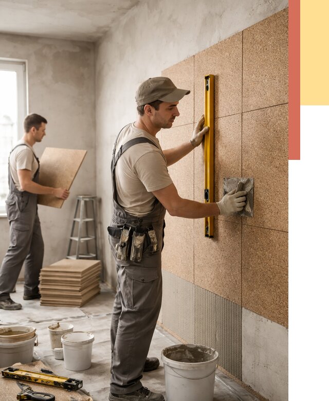 Монтаж пробковых панелей на стены в Ангарске от 3596 руб. — ОТДЕЛОЧНИК-Нгр