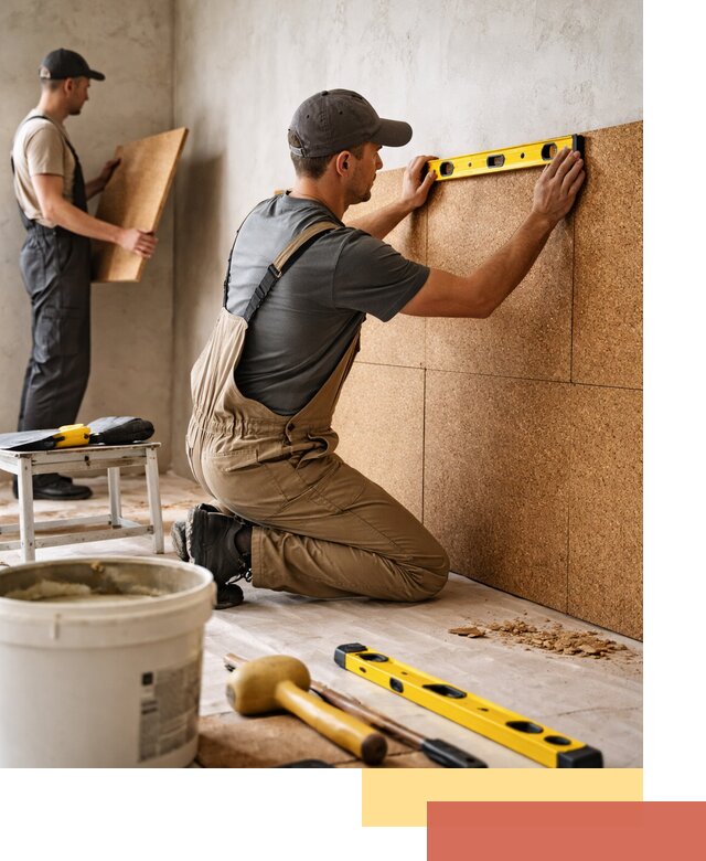 Монтаж пробковых панелей на стены в Ангарске быстро и качественно