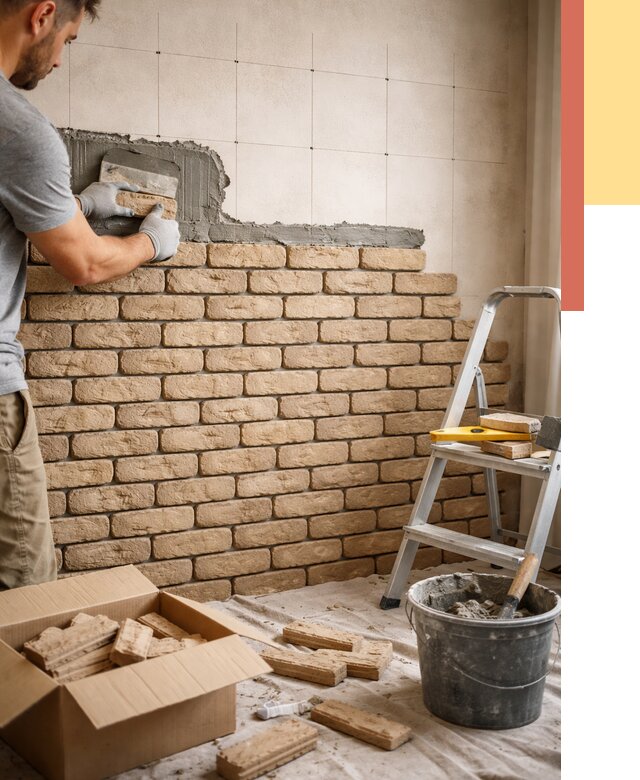 Монтаж декоративного кирпича в Ангарске от 3288 руб./м² — быстро и недорого | ОТДЕЛОЧНИК-Нгр