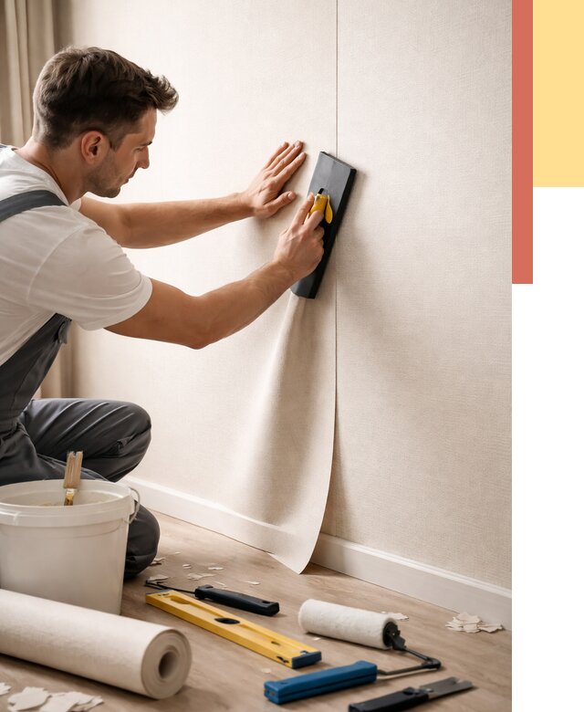 Поклейка виниловых обоев в Ангарске от 4623 руб. | Быстро и недорого — ОТДЕЛОЧНИК-Нгр