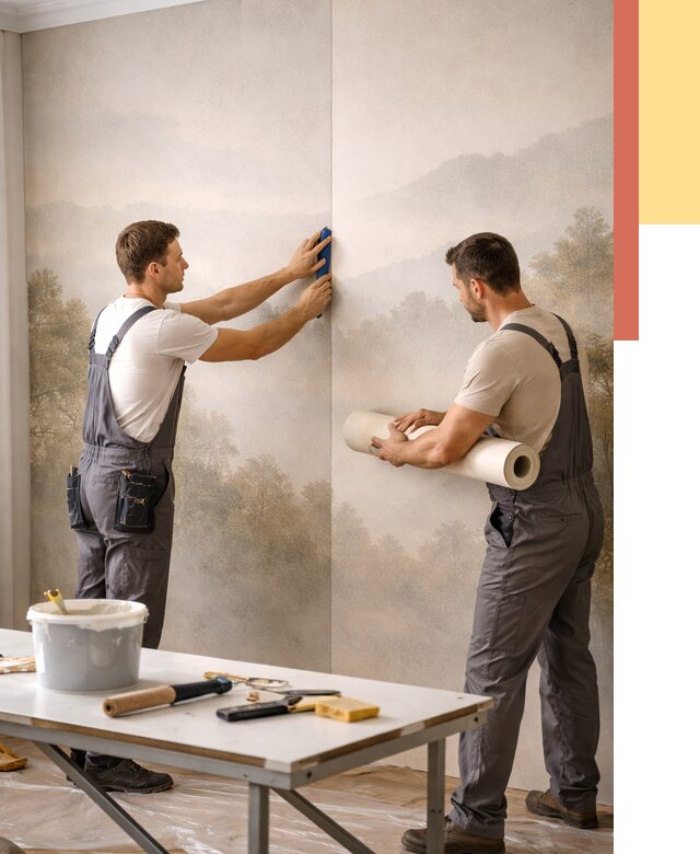 Поклейка фотообоев в Ангарске от 8733 руб/м² — быстро и недорого | ОТДЕЛОЧНИК-Нгр