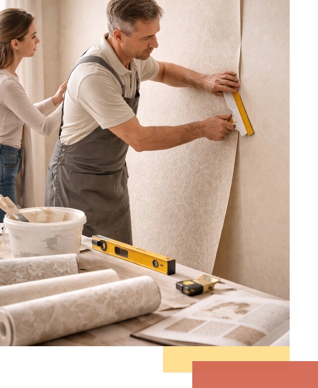 Поклейка обоев с подбором рисунка в Ангарске