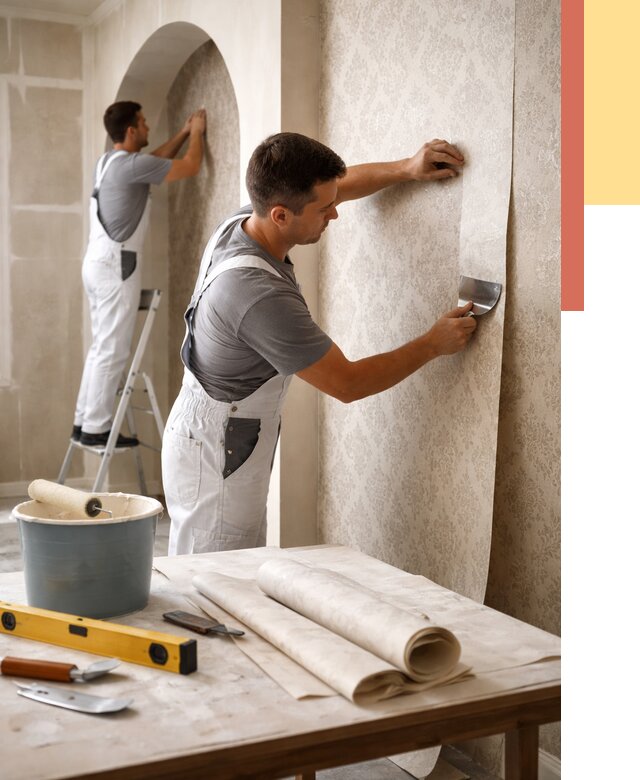 Поклейка обоев на сложные стены в Ангарске от 2877 руб. под ключ | ОТДЕЛОЧНИК-Нгр