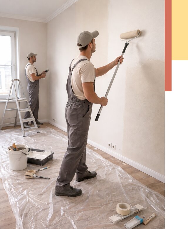 Покраска стен акриловой краской в Ангарске от 3596 руб./м² — быстро и недорого | ОТДЕЛОЧНИК-Нгр