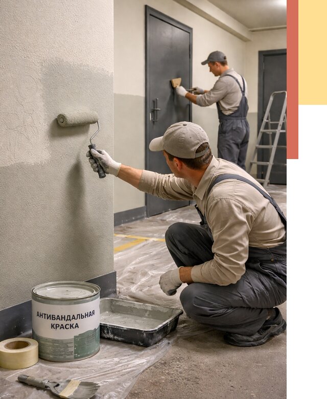 Покраска стен антивандальной краской в Ангарске от 4623 руб./м² под ключ | ОТДЕЛОЧНИК-Нгр
