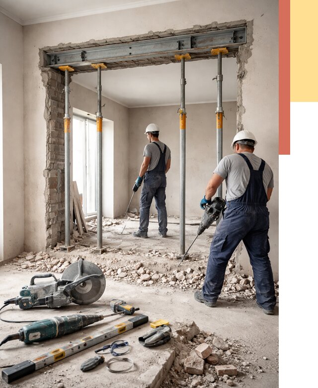 Прорезка проема в стене в Ангарске от 4623 руб. — быстро и недорого | ОТДЕЛОЧНИК-Нгр