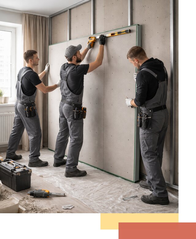 Шумоизоляция стен панелями ЗИПС в Ангарске для жилых и коммерческих помещений