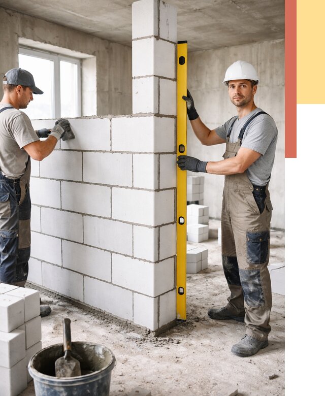 Кладка перегородок из пеноблока в Ангарске от 1849 руб. под ключ | ОТДЕЛОЧНИК-Нгр