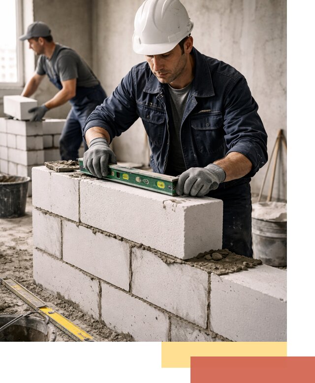 Кладка перегородок из пеноблока под ключ в Ангарске