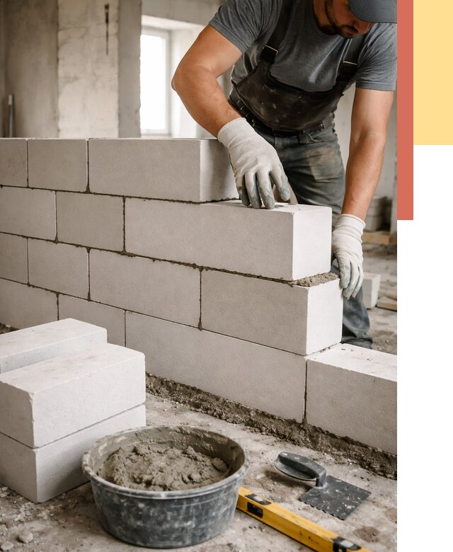 Кладка перегородок из силикатного блока в Ангарске от 4110 руб. под ключ | ОТДЕЛОЧНИК-Нгр