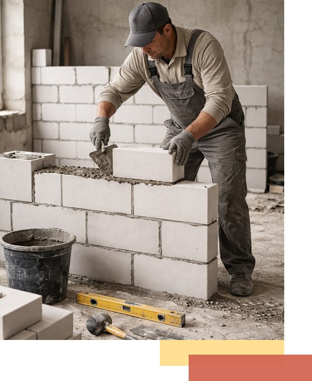 Кладка перегородок из силикатного блока в Ангарске