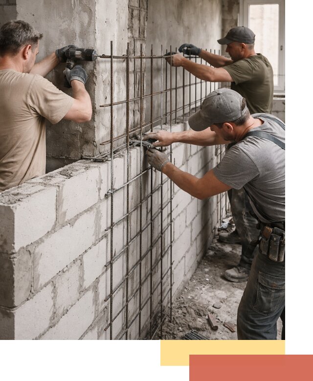 Армирование кладки перегородок в Ангарске профессионально и надёжно