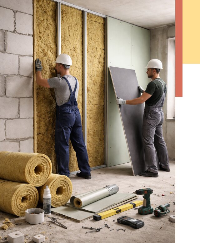 Шумоизоляция перегородок из блоков в Ангарске от 1901 руб./м² — быстро и недорого | ОТДЕЛОЧНИК-Нгр