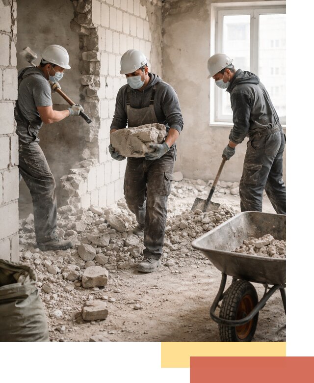 Демонтаж блочных перегородок в Ангарске быстро и аккуратно