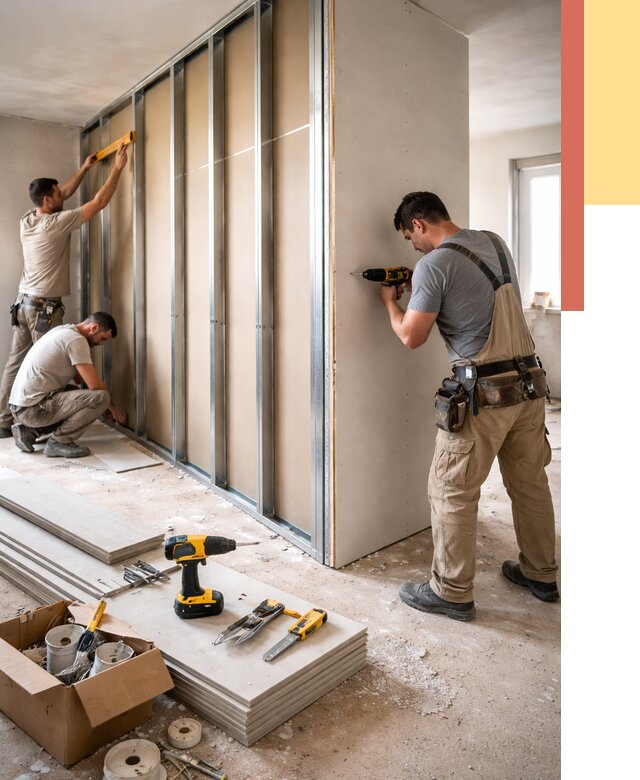 Монтаж однослойной перегородки из гипсокартона в Ангарске от 668 руб. | ОТДЕЛОЧНИК-Нгр