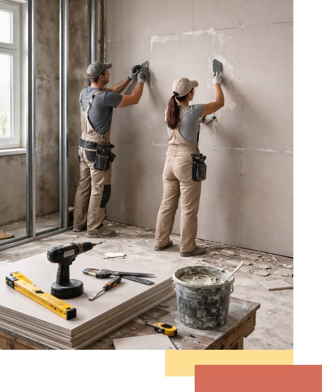 Монтаж двухслойной перегородки из гипсокартона в Ангарске