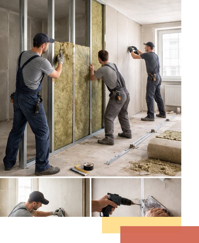 Перегородка из гипсокартона с шумоизоляцией в Ангарске — монтаж под ключ