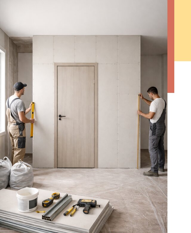 Перегородка из гипсокартона с дверью в Ангарске от 4623 руб. под ключ | ОТДЕЛОЧНИК-Нгр