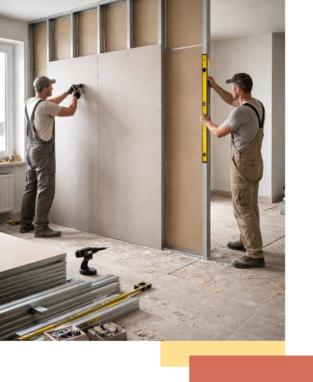 Зонирующая перегородка из гипсокартона под ключ в Ангарске