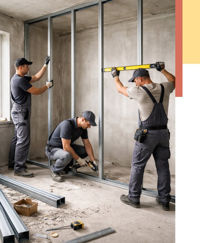 Монтаж каркаса перегородки из профиля в Ангарске от 771 руб. | ОТДЕЛОЧНИК-Нгр