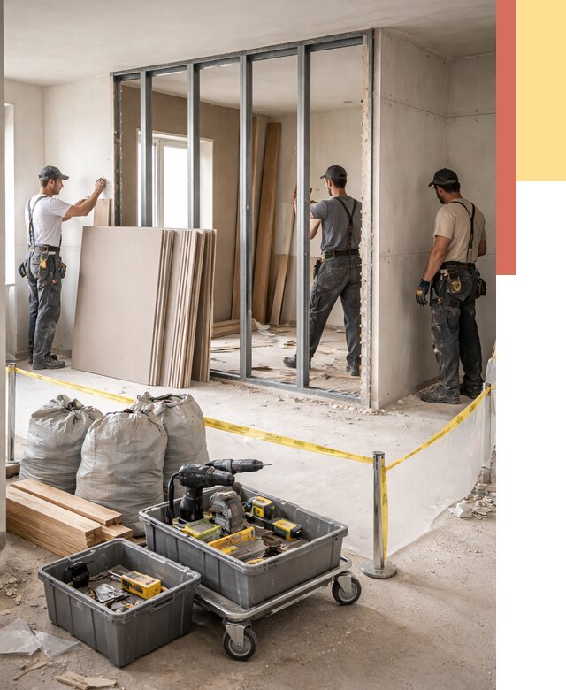 Перенос гипсокартонной перегородки в Ангарске под ключ от 4623 руб. | Демонтаж и монтаж – ОТДЕЛОЧНИК-Нгр