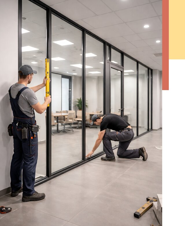 Каркасные стеклянные перегородки в Ангарске под ключ от 9452 руб. | ОТДЕЛОЧНИК-Нгр