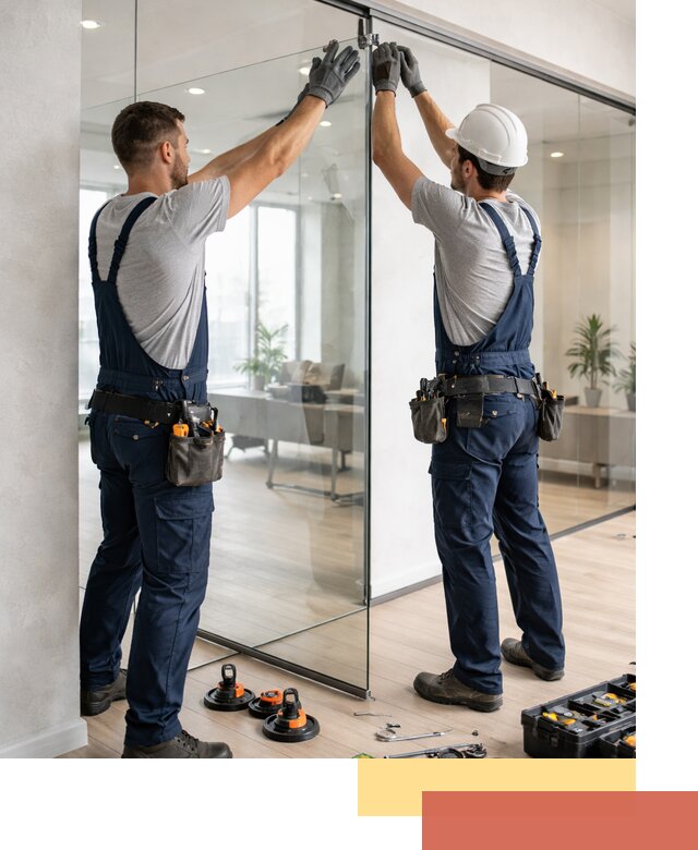 Безрамные стеклянные перегородки под ключ в Ангарске