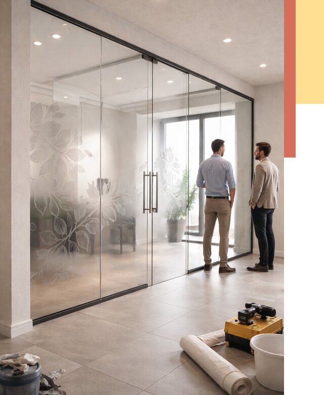 Стеклянные перегородки с рисунком в Ангарске от 12843 руб. монтаж и нанесение | ОТДЕЛОЧНИК-Нгр