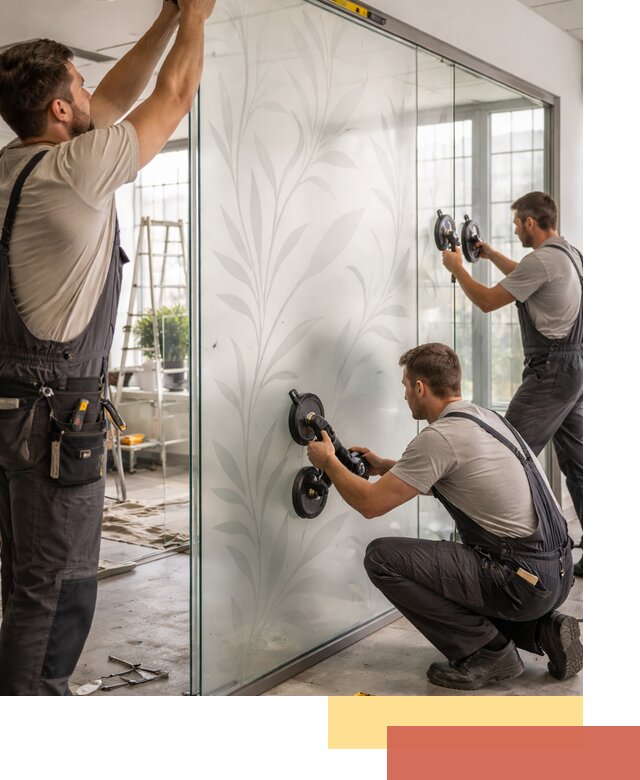 Стеклянные перегородки с рисунком на заказ в Ангарске