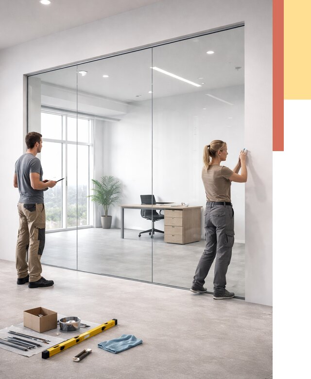 Перегородки из закаленного стекла в Ангарске от 9760 руб. под ключ | ОТДЕЛОЧНИК-Нгр