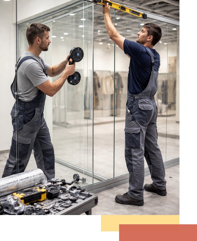 Стеклянные перегородки для магазинов в Ангарске — монтаж и установка