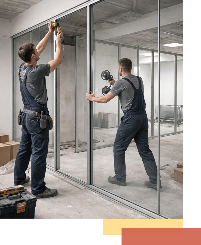 Алюминиевые перегородки со стеклом в Ангарске — изготовление и монтаж