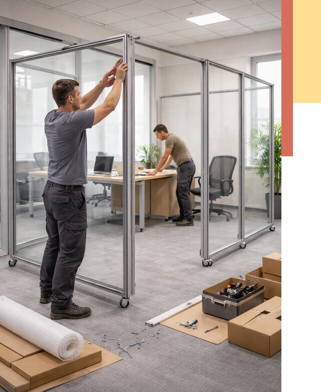 Мобильные офисные перегородки в Ангарске от 12843 руб. — установка под ключ | ОТДЕЛОЧНИК-Нгр