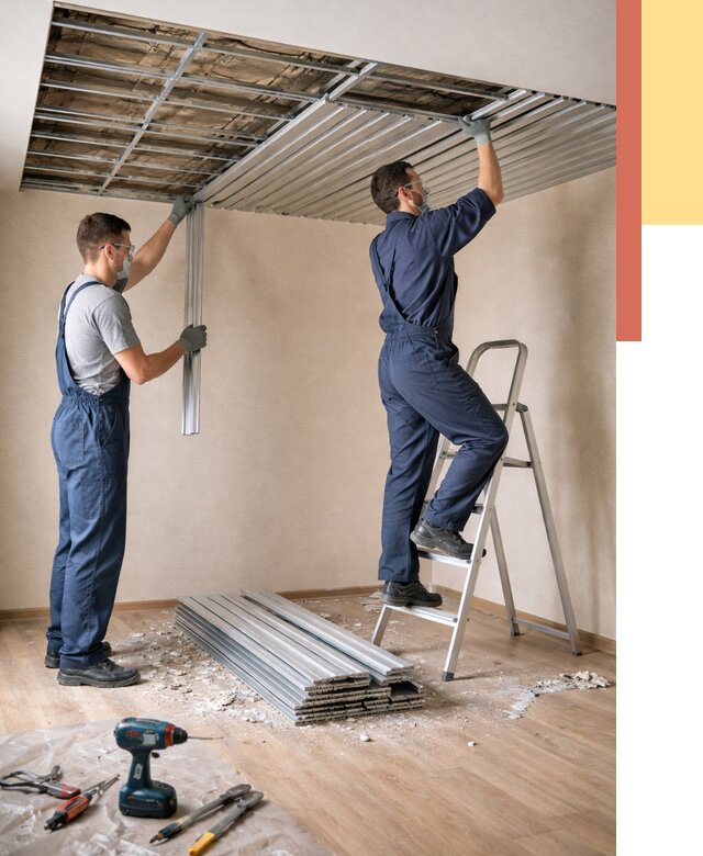 Демонтаж реечного потолка в Ангарске от 4623 руб. быстро и недорого | ОТДЕЛОЧНИК-Нгр