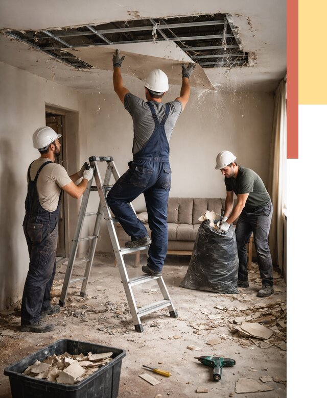 Демонтаж гипсокартонного потолка в Ангарске от 432 руб. за м2 — ОТДЕЛОЧНИК-Нгр