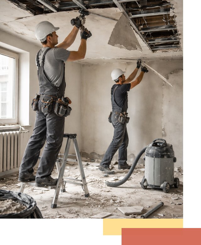 Демонтаж гипсокартонного потолка в Ангарске быстро и аккуратно